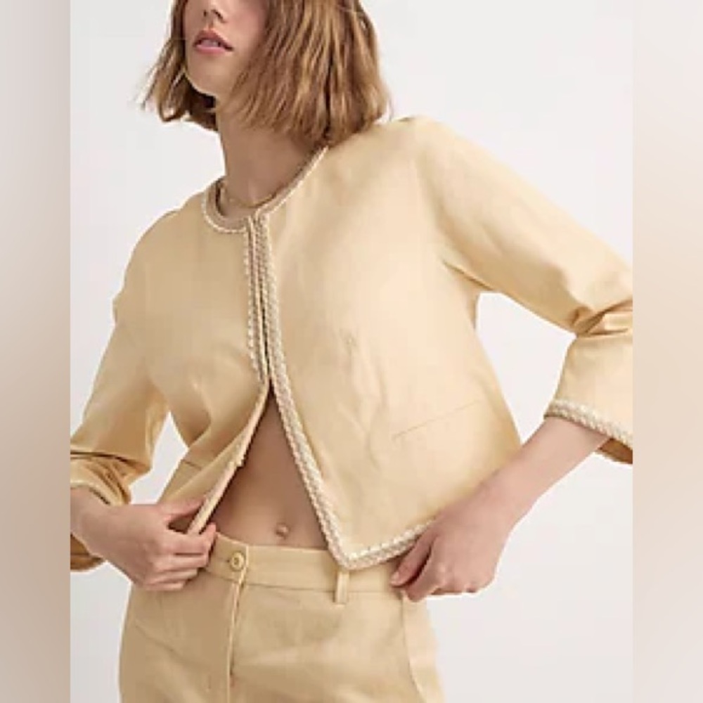 J.Crew Cropped linen lady jacket BR086